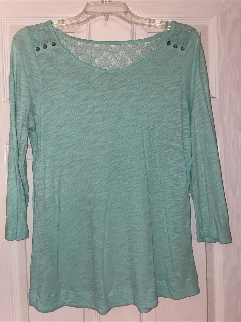 Express Women's Lace-Back Three-Quarter Sleeve Top